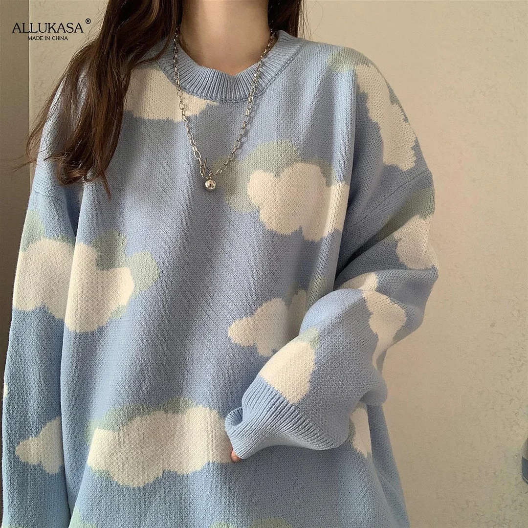 Sweaters Women Pullover Harajuku Lovely Chic Preppy Simple Soft Loose Autumn Spring Knitwear Casual Fashion Korean Girls Teens