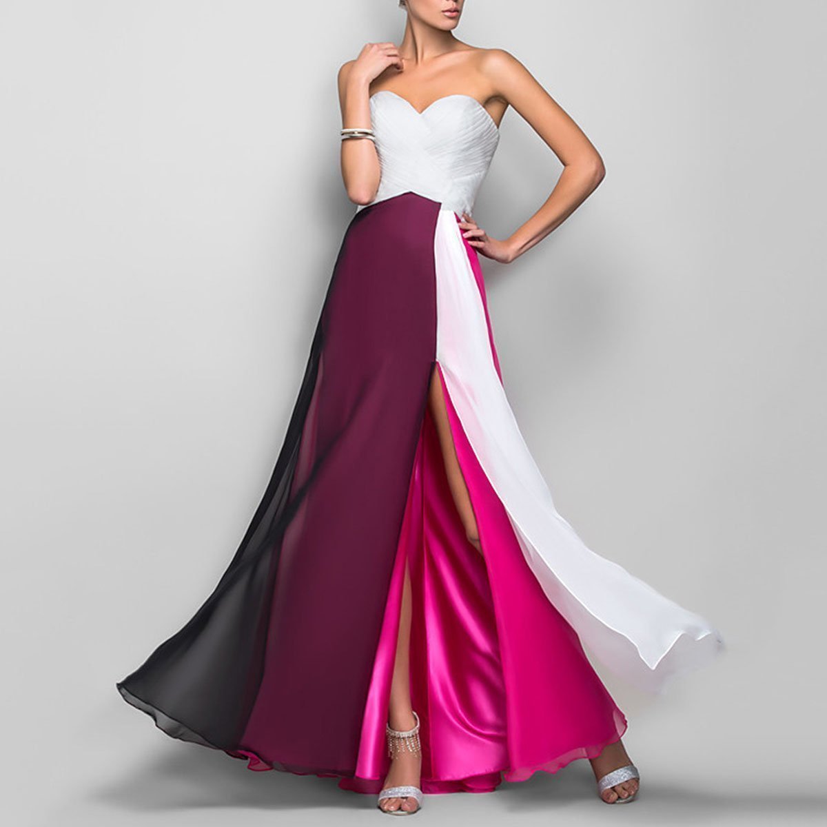 Elegant Off Shoulder Long Section Evening Maxi Dress