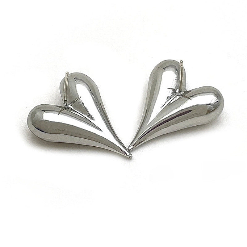 Titanium Steel Love Earrings Vacuum Plating Gold Simple Fashion Niche Design Women’s Water Drop Heart-shaped Earrings