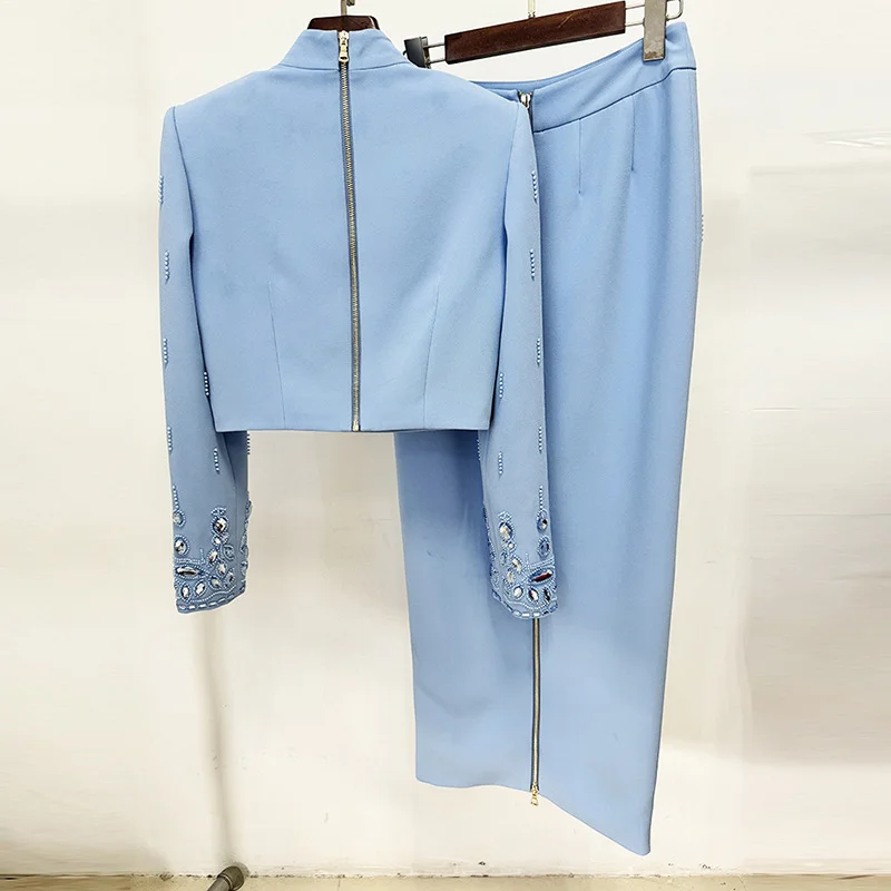 Nigikala Nigikala Star Fashion New Heavy Industry Nails Studded Short Top Dress Suit Two Sets