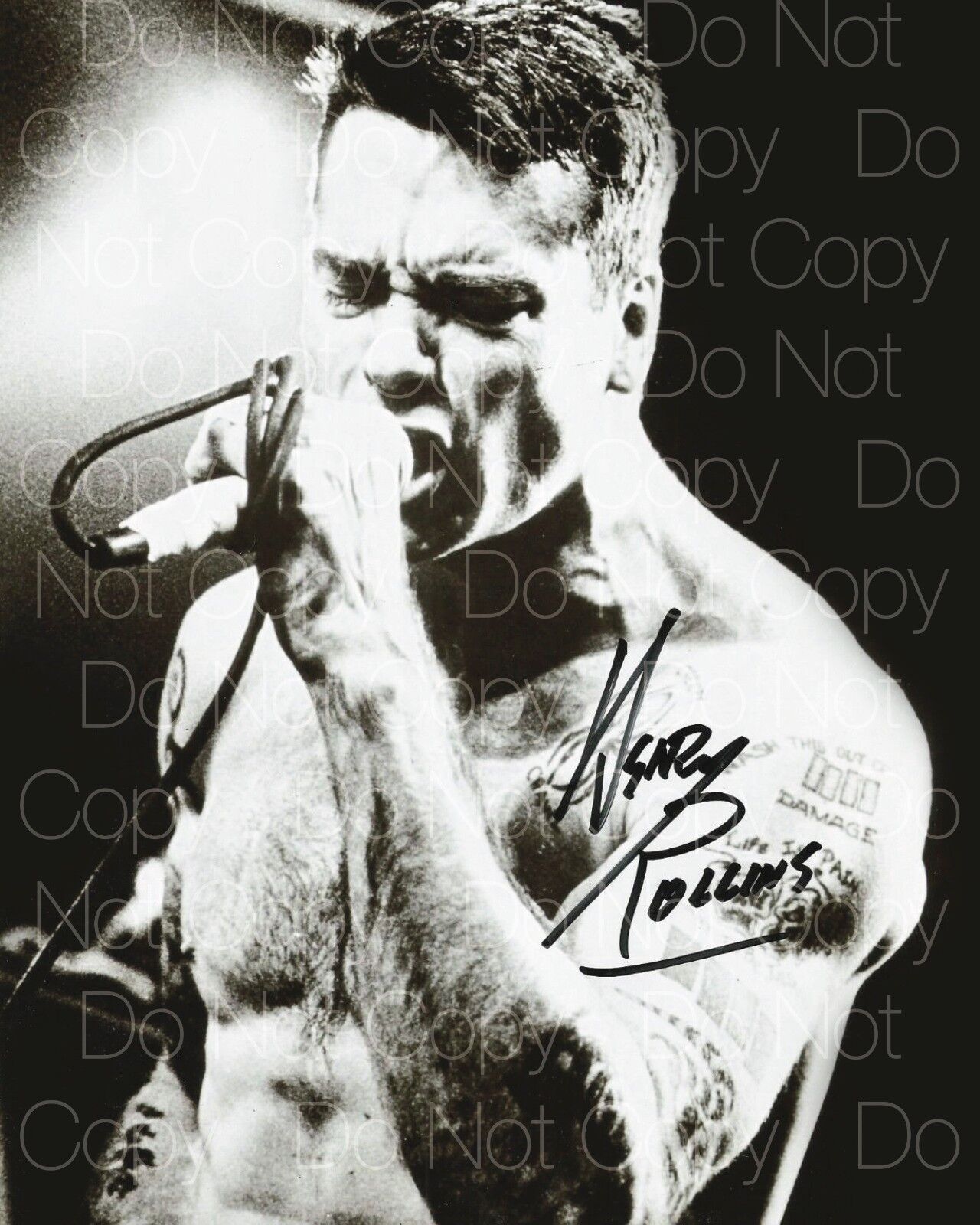 Henry Rollins signed 3 Black Flag 8X10 Photo Poster painting picture autograph RP