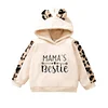 Kid Baby Girl Pullover Letter Embroidered Leopard Stitched Sweater