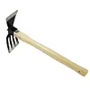 Mini Hoe and Cultivator with Wooden Handle Dual-purpose Hoe Garden Rake Tool