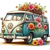 Flower Van Full 18CT DIY Stamped Cross Stitch Kits for Beginners Adults Home Decor Cross Stitch Art and Crafts Kits 9.75x9.75in