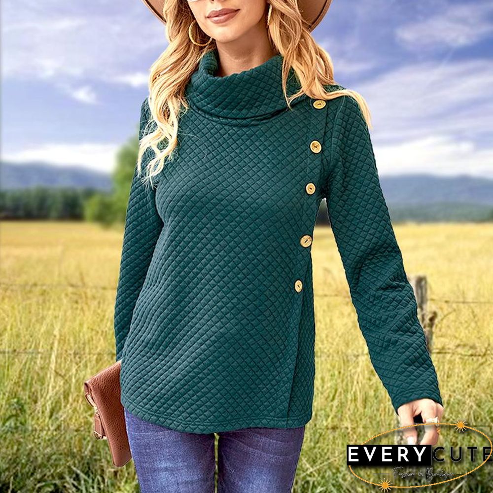 High Collar Plaid Pattern Top