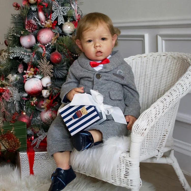  20'' Lifelike Brown Hair Reborn Baby Boy Doll Gifts Eyes Open Named Pumiu - Reborndollsshop®-Reborndollsshop®