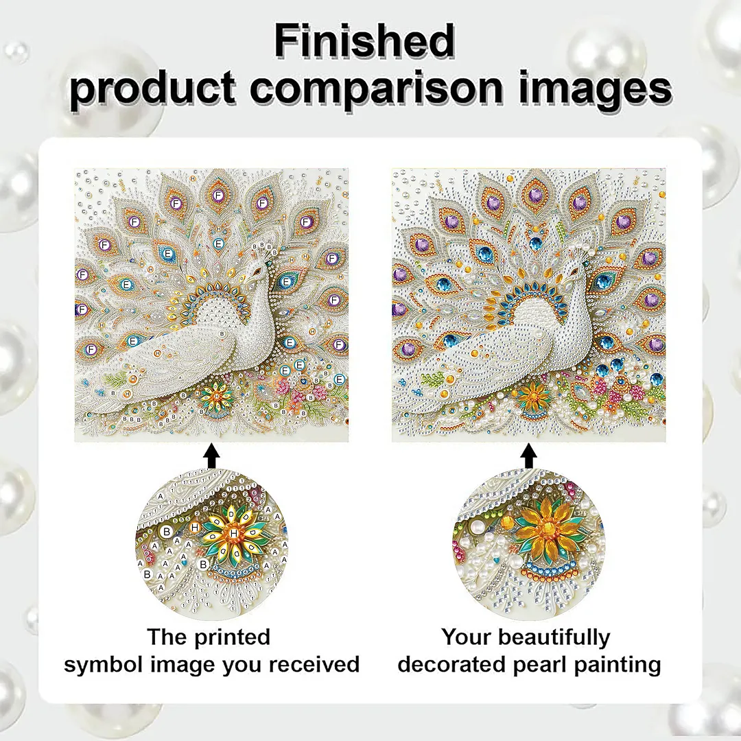 Peacock DIY Special Shape Drill Diamond Art Pearl Painting Kit with Frame 25x25cm Art Craft Pearl Diamond Painting for Adults Beginners Home Decor