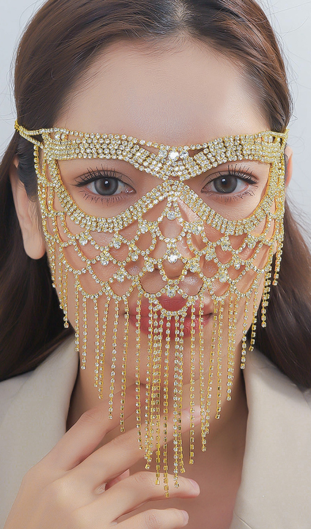 Dickson Gold Rhinestone Tassel Mask Miss Lee Label