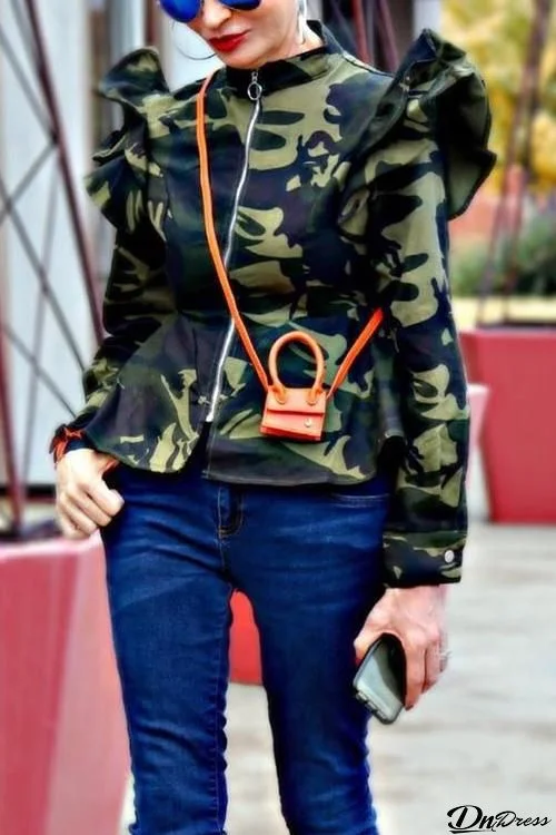 Camouflage Ruffles Jacket