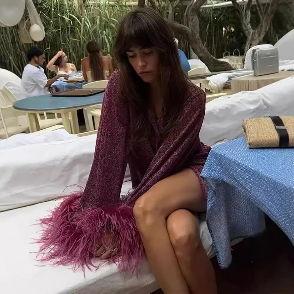 Nigikala Nigikala Women's Clothing Explosion Long-Sleeved Hair-Collar Single Buckle Top