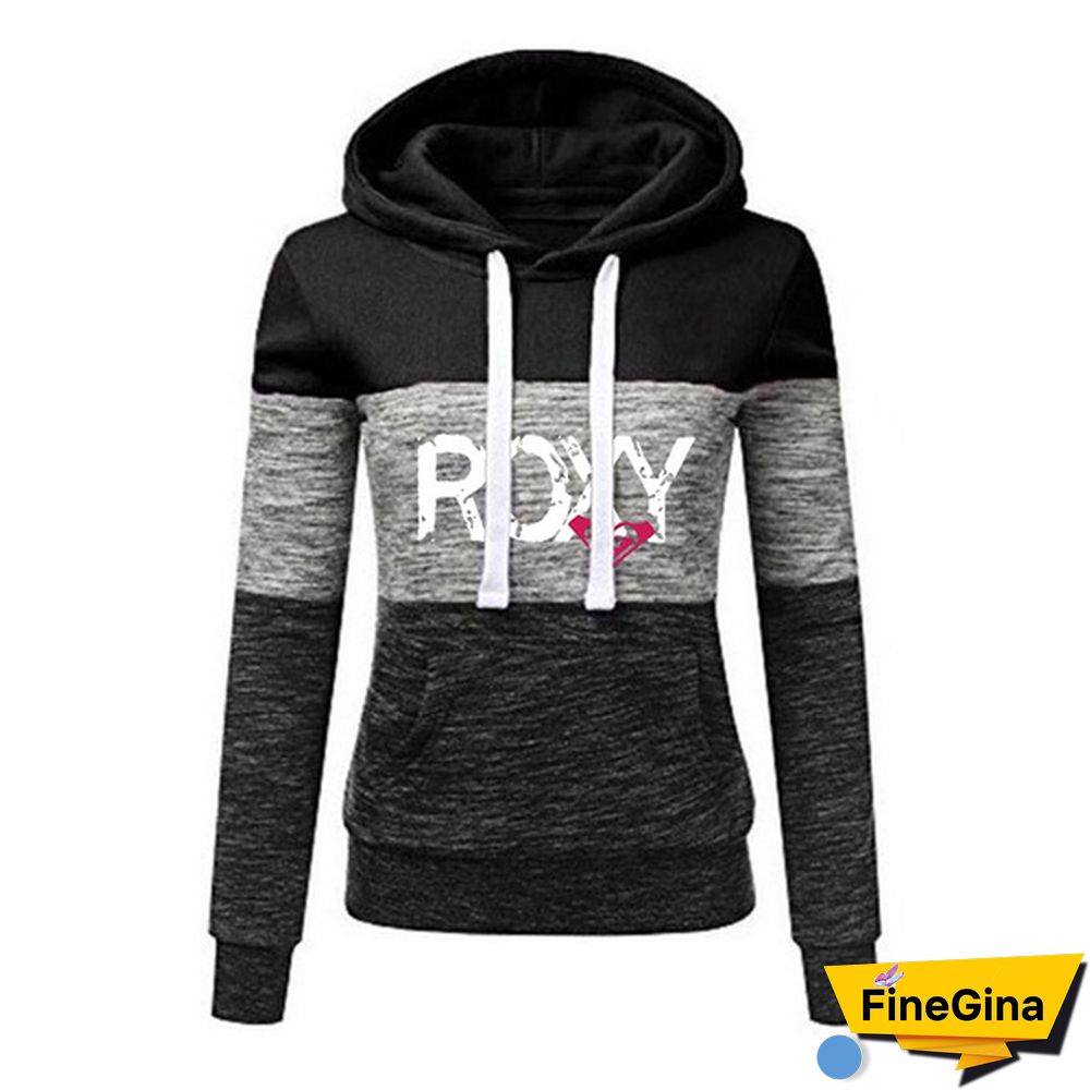 Women Casual Long Sleeve Sweatshirts Ladies Autumn Colorful Patchwork Thin Hoodie Jacket