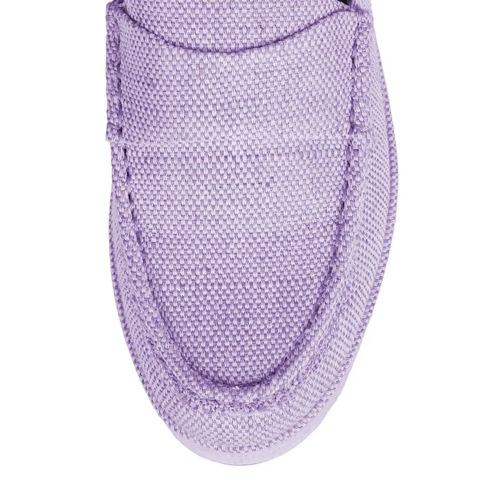 Light Purple Round Toe Wedge Heel Women's Loafers with Platform