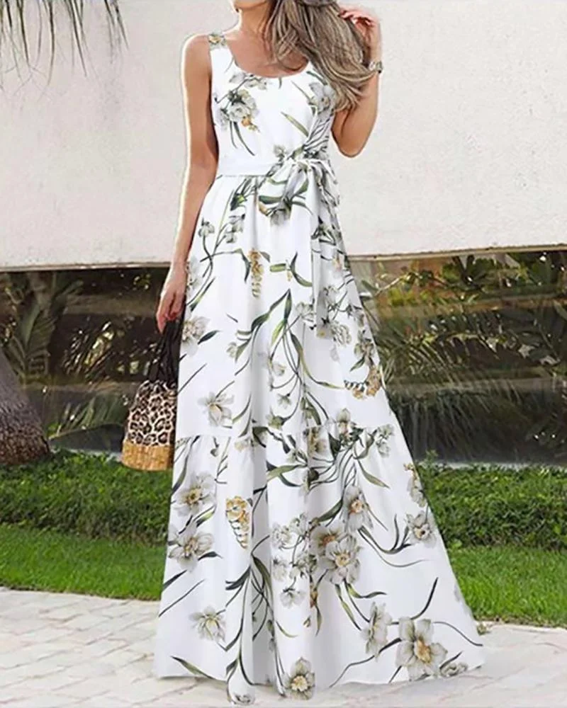 Casual Sleeveless Print Dress