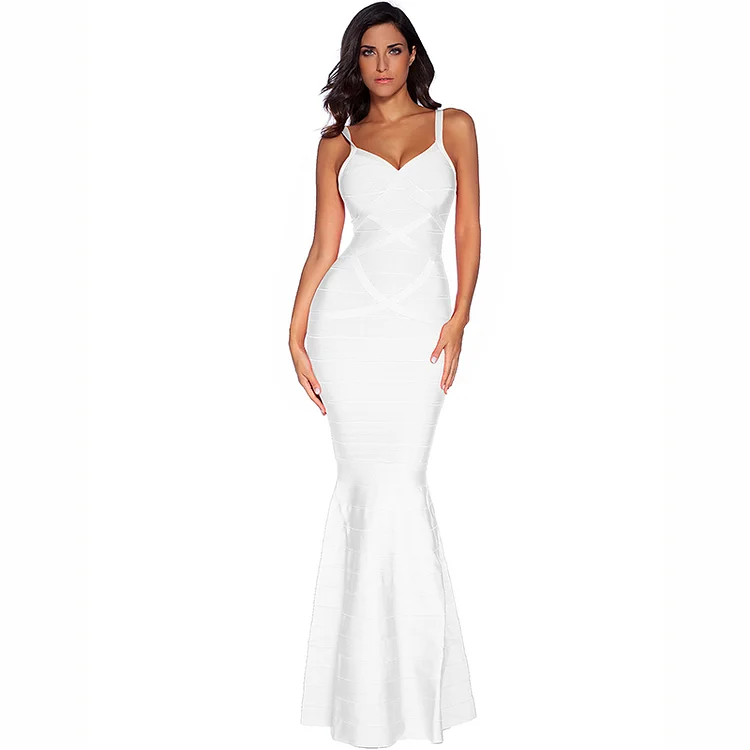 Straps Maxi Bandage Dress with Fishtail H1571