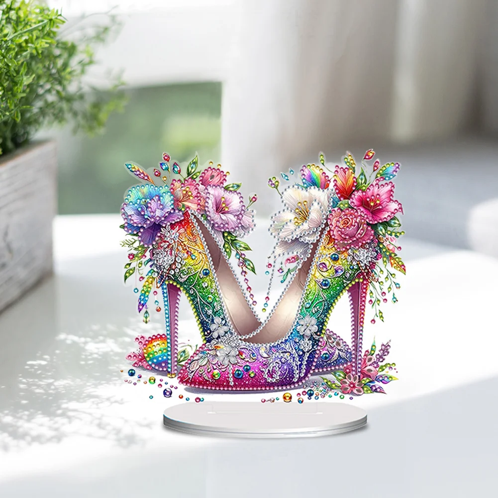DIY Flower High Heels Desktop Diamond Painting Ornaments for Home Office Decor