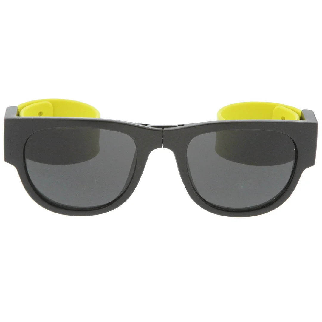 Portable Rubber Snap Arms Square Lens Foldable Horn Rimmed glasses 53mm