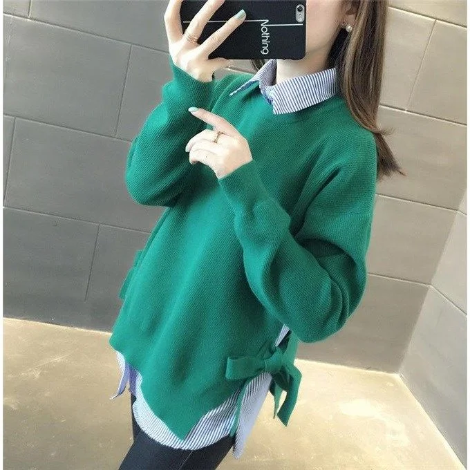 Sweaters Women Winter Knitting Side-slit Lace-up Loose Plus Size 3XL Korean-style Solid Womens Pullovers Fashion Students Chic