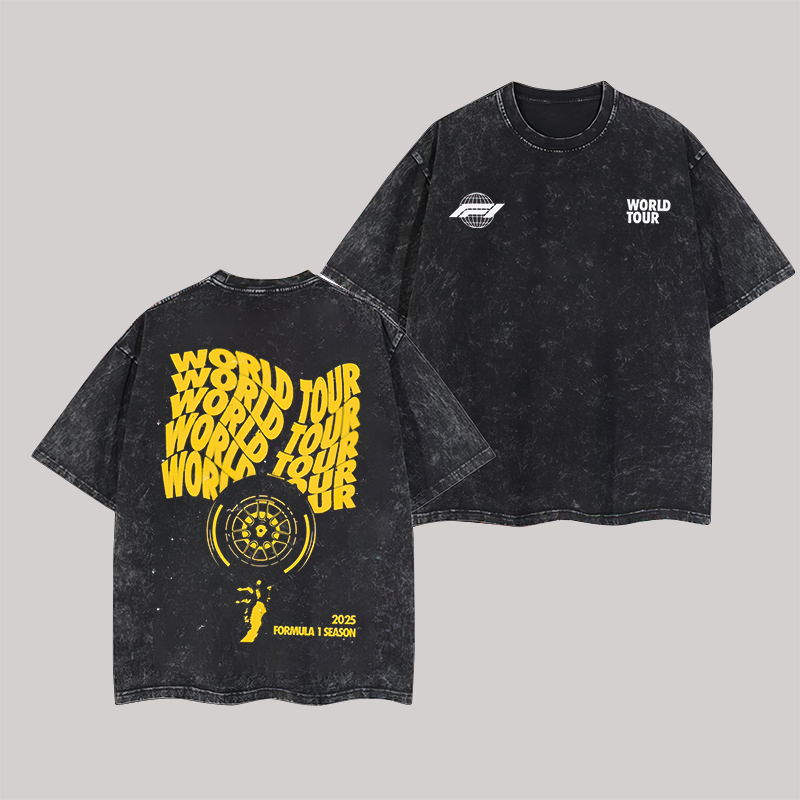 Ferrari 2025 World Tour Printed Oversize Washed T-Shirt