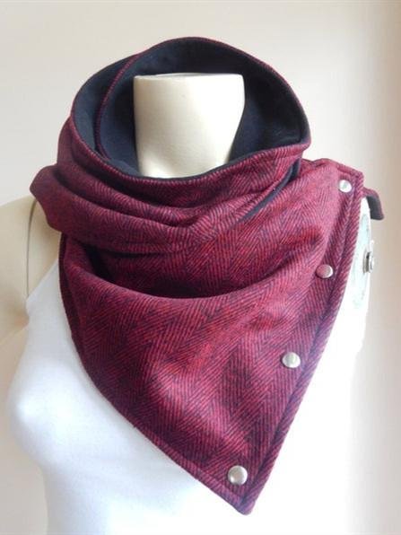 Unisex Scarf Herringbone Burgundy Scarf Neckwarmer