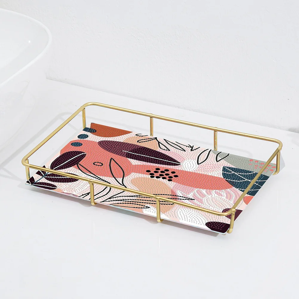 DIY Leaf Pattern Acrylic Special Shaped 5D Diamond Painting Tray Art Craft Decor(28*19*5cm)