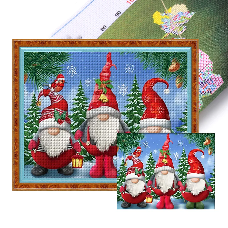 Christmas Tree Gnome - Printed Cross Stitch 11CT