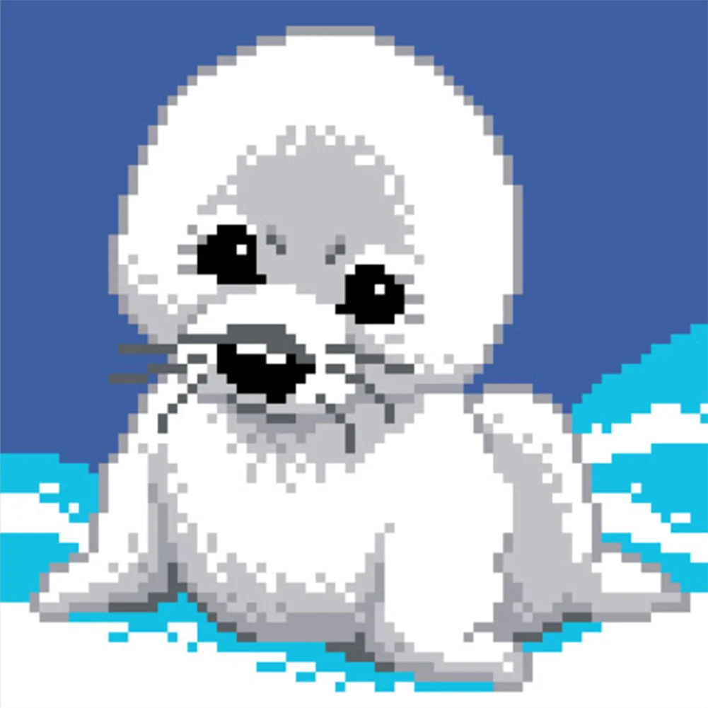 9CT Full Stamped Cross Stitch Bead Embroidery - Seal(Canvas|20*20CM)