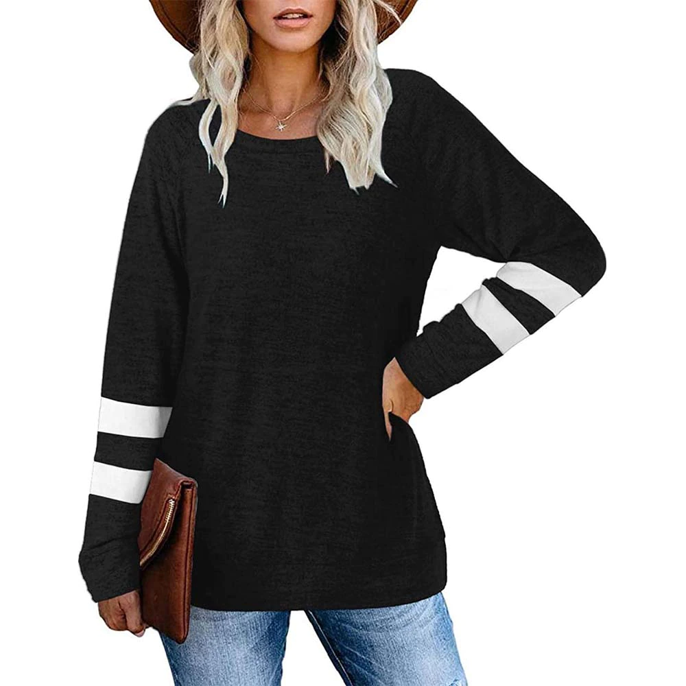 Sweatshirts for Women Long Sleeve Crew Neck Stripe Shirts  Tops