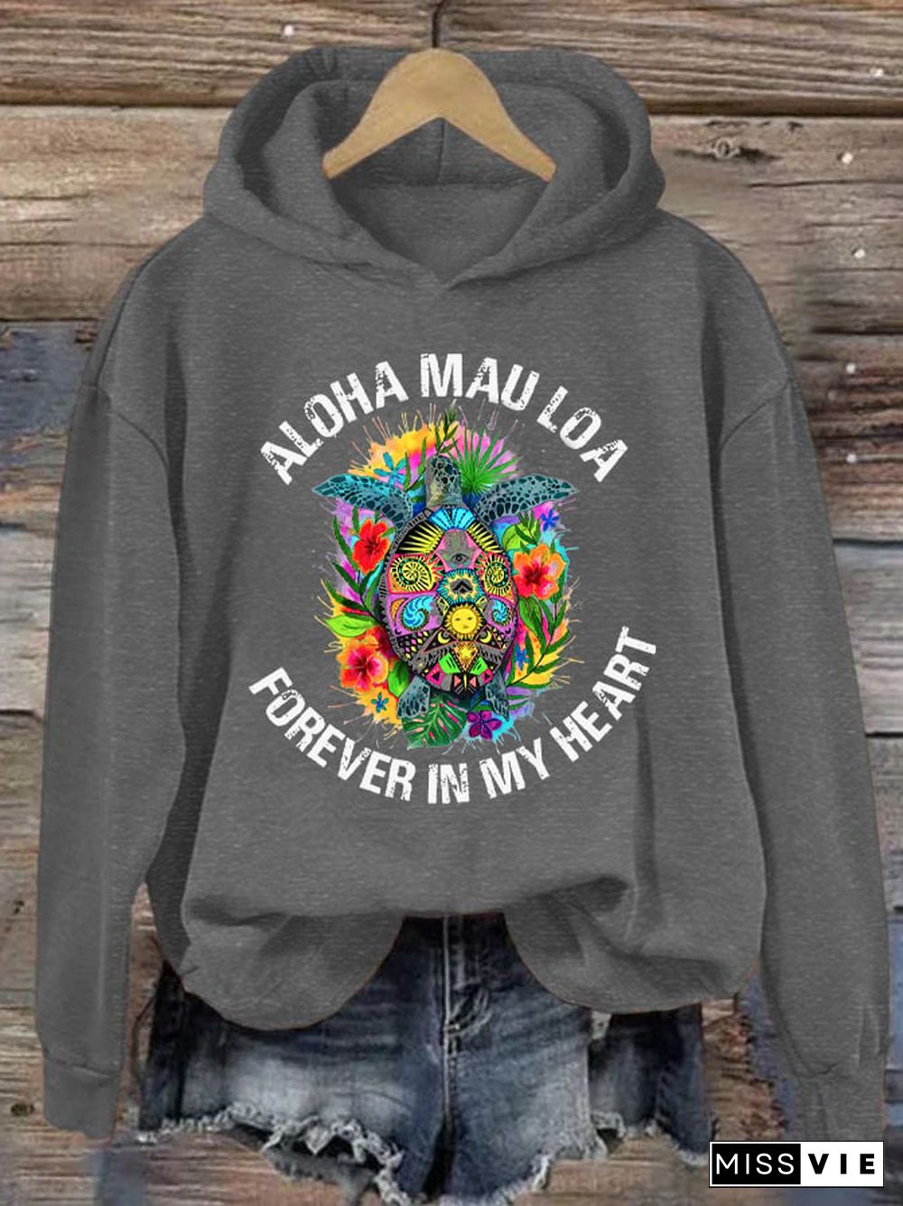 Women's Aloha Mau Loa Lahaina Forever In My Heart Print Hoodie