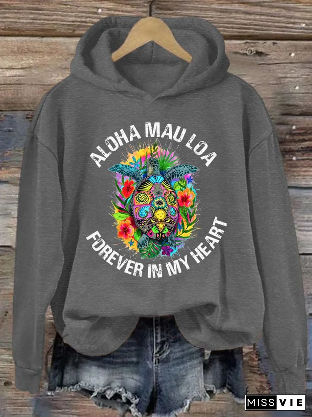 Women's Aloha Mau Loa Lahaina Forever In My Heart Print Hoodie