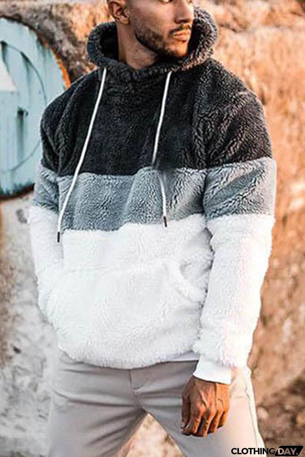 Colorblock Sherpa Men's Hoodie