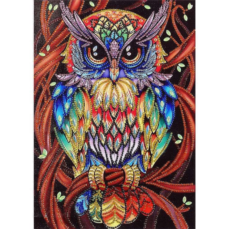 Partial Special Shaped Diamond Painting Owl