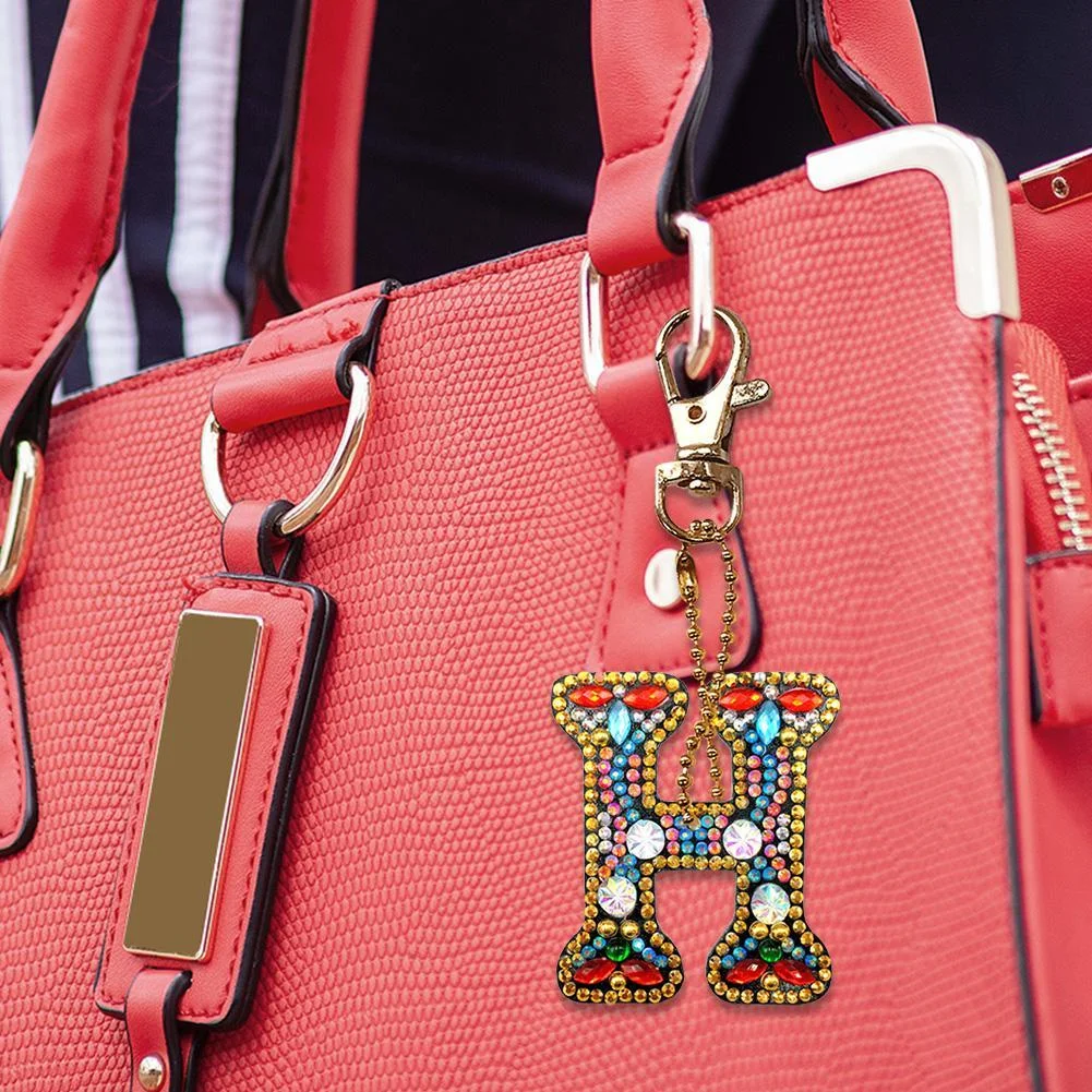 DIY Key Chain Diamond Painting Letters Women Girl Bag Keyring Pendant Gift