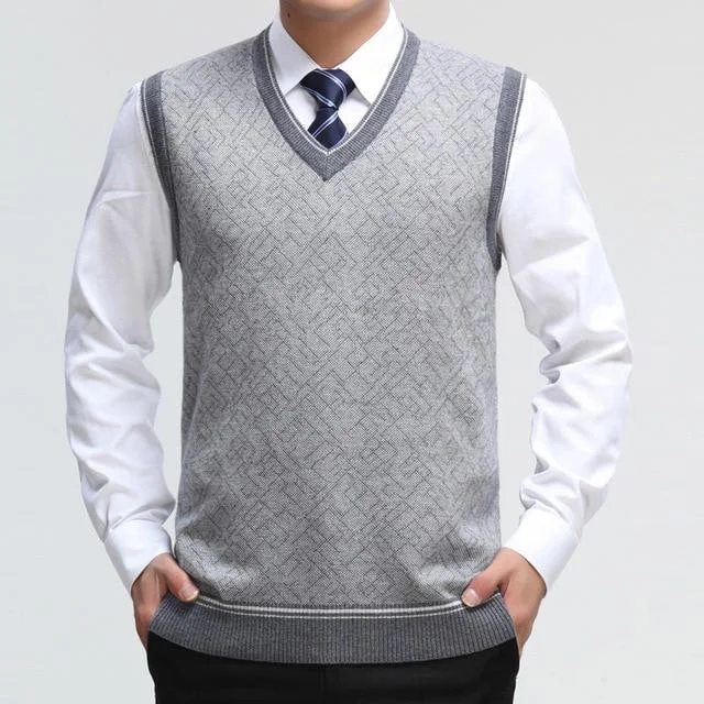 Mens Sweater Vest Wool Pullover Sleeveless Casual Knit Waistcoats Men Business V Neck Vest Male Knitted