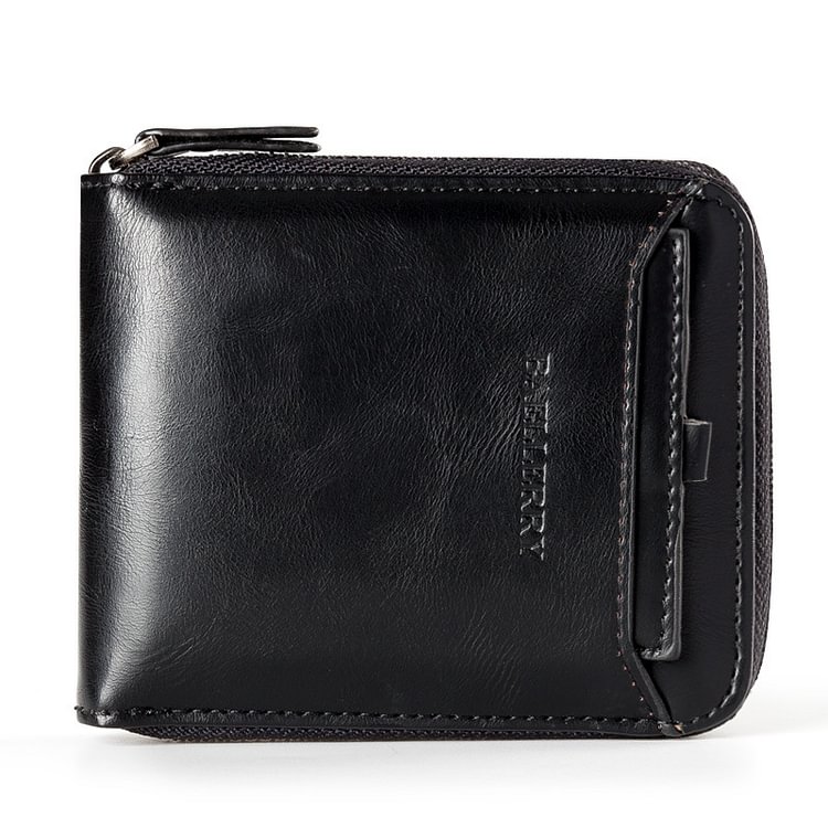 Vintage PU Leather Zipper Coin Pocket Driver  Wallet For Men