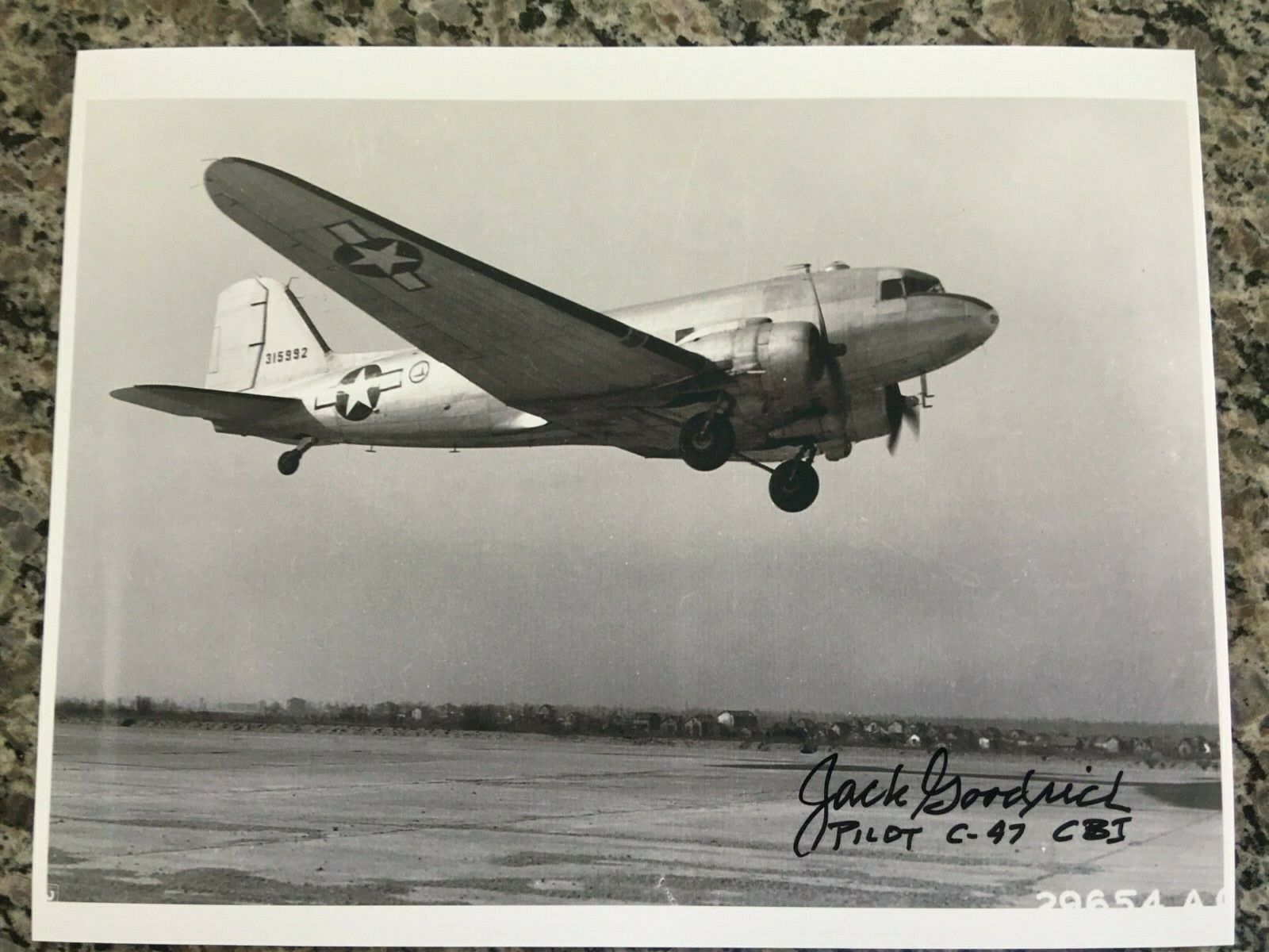 JACK GOODRICH CBI THEATER C-47 HUMP PILOT RARE SIGNED Photo Poster painting