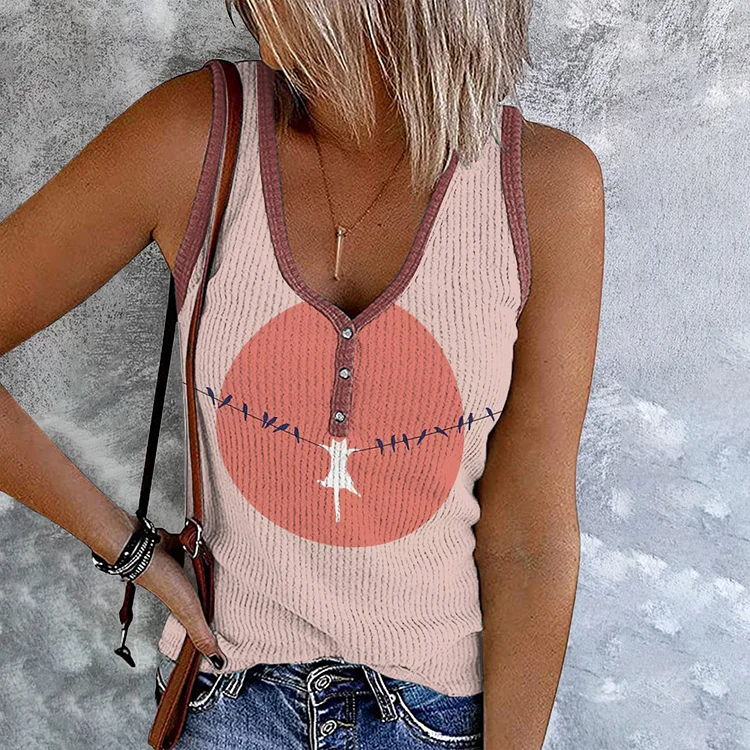 Abstract Creative Dangling Cute Cat Painting Art Tank Top