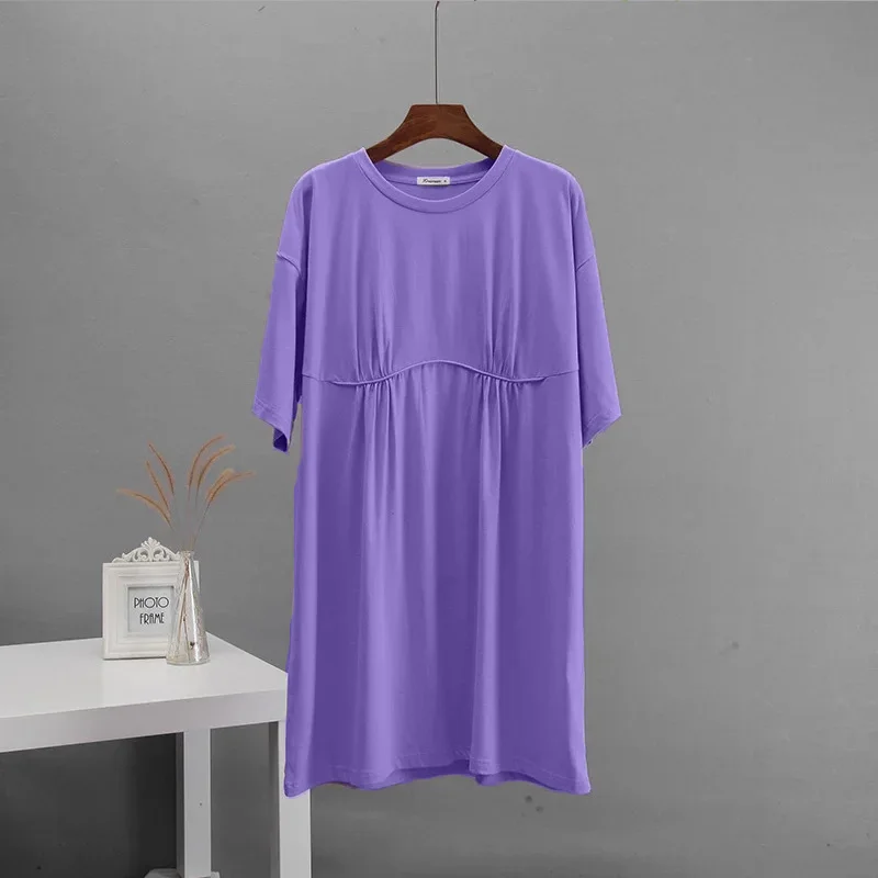 Athvotar Athvotar Summer New Cotton Dress Women's Casual Loose Round-Neck T-Neck Round-Neck A-Shaped Dress Women's Dress