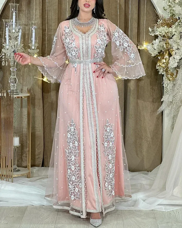 Ladies fashionable and elegant mesh embroidered dress