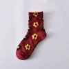 Fashion 3D Jacquard Flower Medium Height Women Socks 10 Pairs