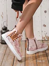 Casual Lace-up Decor Fringe High Top Canvas Shoes with Side Zip