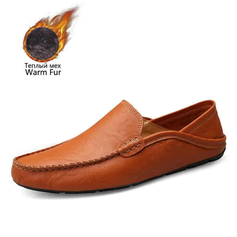 Comfortable Fashion Leather Men Shoes Casual Breathable Loafers Men Genuine Leather Moccasins Flat Men Shoes Waterproof Footwear