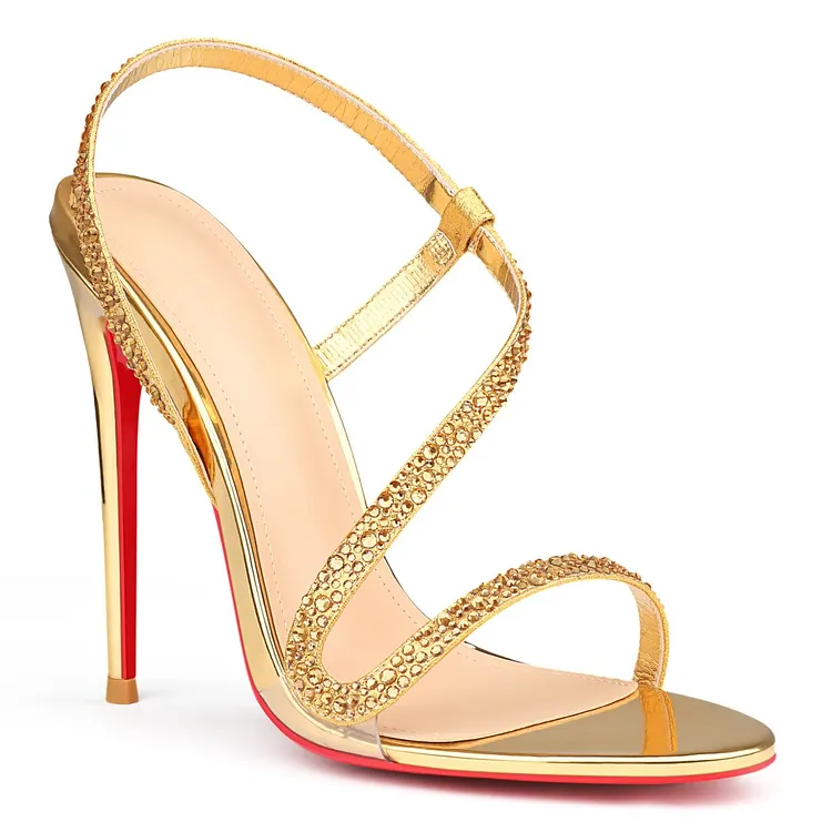 120mm/4.72 inch Spotlight Wavy Straps Sandals Red Bottom Stilettos Vocosi VOCOSI