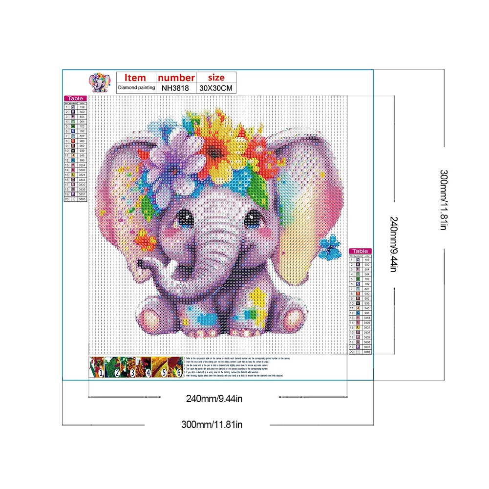 Diamond Painting - Full Round Drill - Flowering Elephant(Canvas|30*30cm)