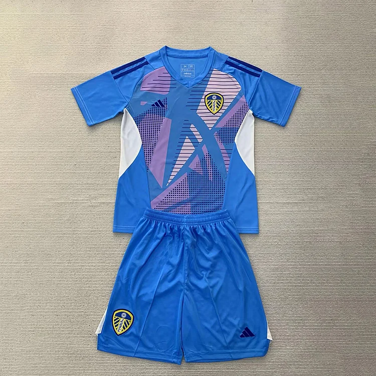 24/25 Leeds United Lake Blue Goalkeeper Kids Set