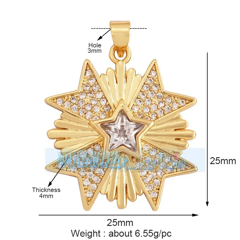 1 Piece 12 * 23mm 15*15mm 5*12mm Hole 5~5.9mm Half 925 Silver Zircon Sun Moon Pendant Jewelry Accessories