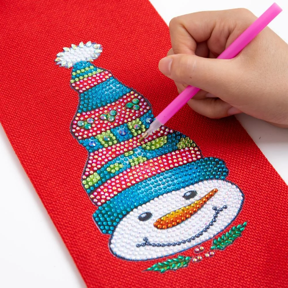 DIY Diamond Painting Xmas Wine Bottle Bag - Snowman
