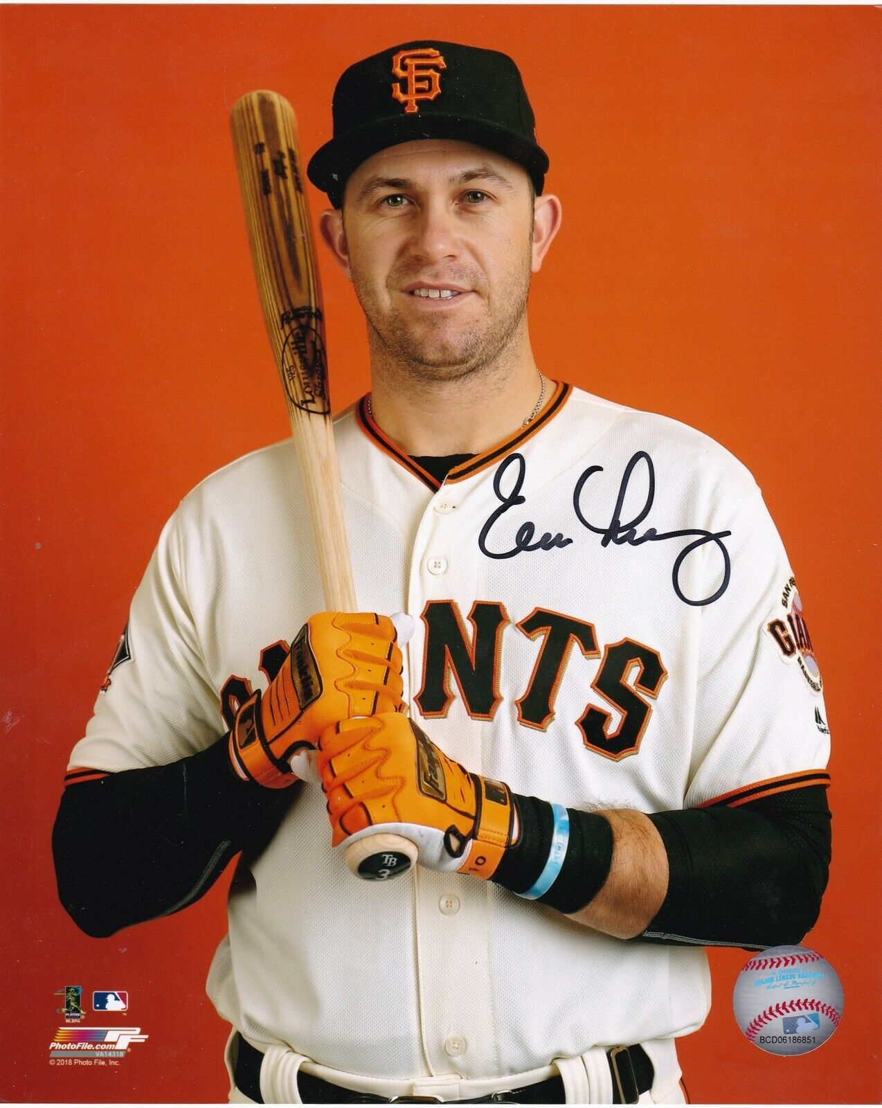 EVAN LONGORIA SAN FRANCISCO GIANTS ACTION SIGNED 8x10