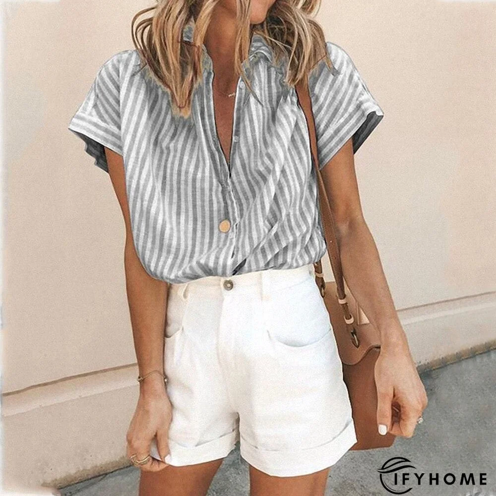 Elastic Knit Soft Summer Loose Women Shirt Casual Office Short Sleeve | IFYHOME