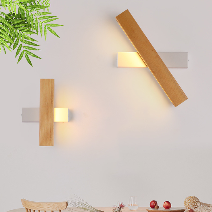 Modern Rotating Wooden Wall Lamp - Creative 360° Angle Adjustable Dimmable Wall Sconce - Appledas