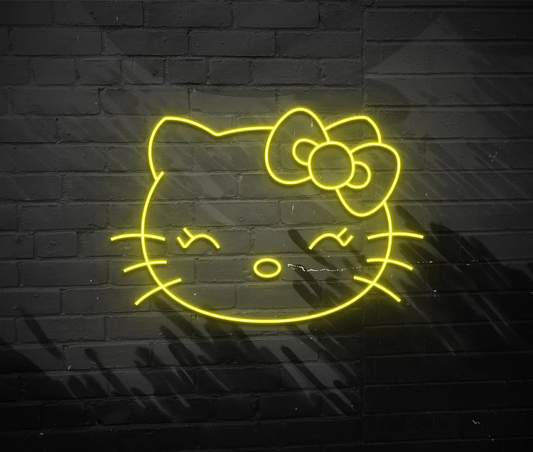 Hello Kitty Neon Sign Custom Led Neon Sign Kitty Lovers Neon Light Wall Decoration Cute Cat Night Light Bar Neon Sign Personalized Light